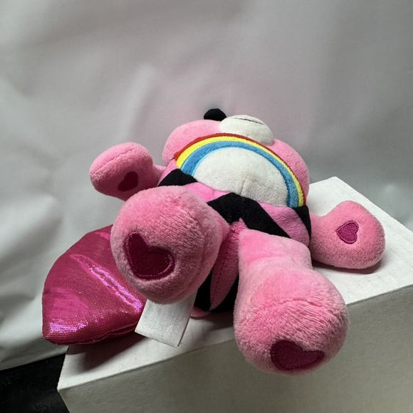 Care Bear Pink Cheer Bear Ladybug Plush Stuffed Animal Rainbow Tummy Toy 10" - Picture 6 of 7